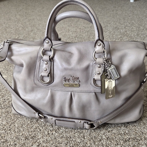 Coach Madison Sabrina Large Satchel Bag 12949 Convertible Leather Gray Y2K - Picture 1 of 16